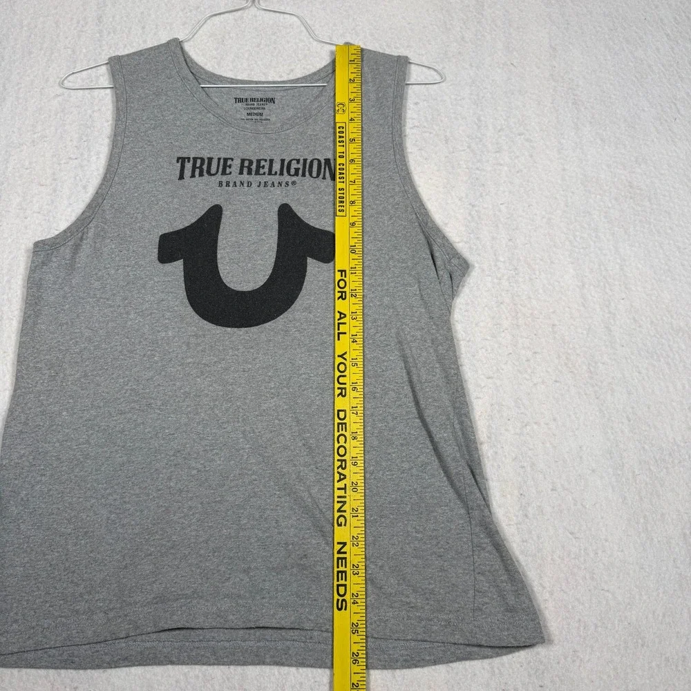 True Religion Mens Loungewear Tank Top Gray Horseshoe Logo Muscle Tee Medium
